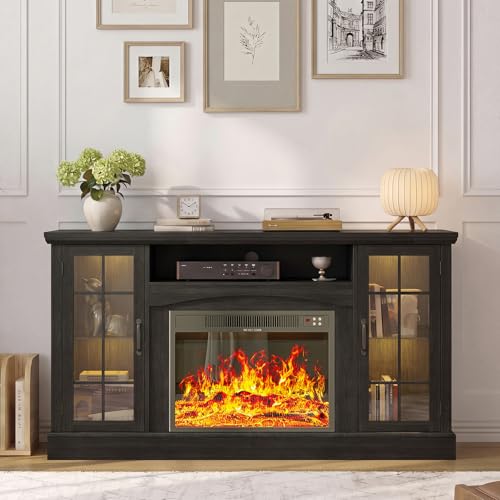 58" Farmhouse Fireplace TV Stand with 23" Electric Fireplace, view 4