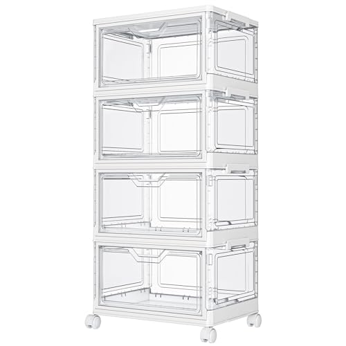 Clear Storage Bins with Lids - 4 Tier 23qt Plastic Stackable Bins, view 2