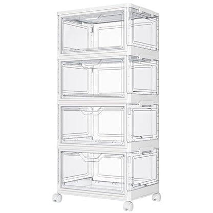 Clear Storage Bins with Lids - 4 Tier 23qt Plastic Stackable Bins, view 2