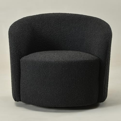 Black Sherpa Accent Chair and Round Footrest Set, view 5