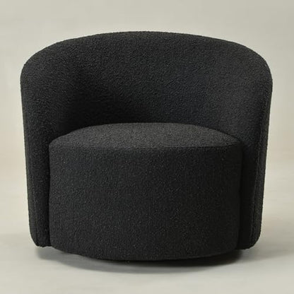 Black Sherpa Accent Chair and Round Footrest Set, view 5