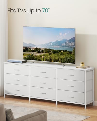 SONGMICS Dresser with 9 Fabric Drawers, TV Stand for TVs Up to 70 Inches, view 4