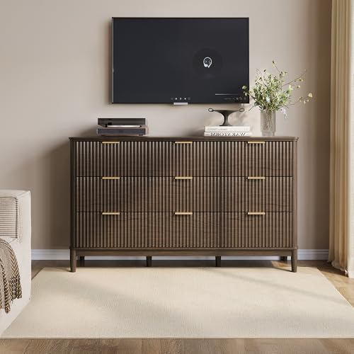 Fluted 9 Drawer Dresser for Bedroom, view 4