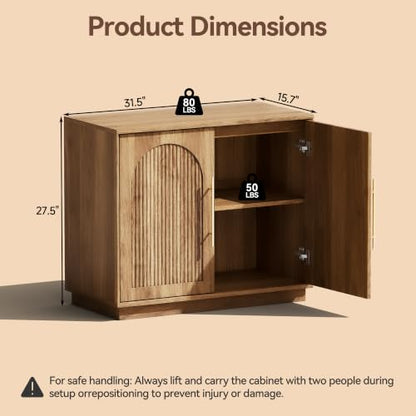 Fluted Sideboard Buffet Cabinet with Storage, view 3