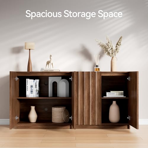 Fluted Sideboard Buffet Cabinet with Storage, view 6