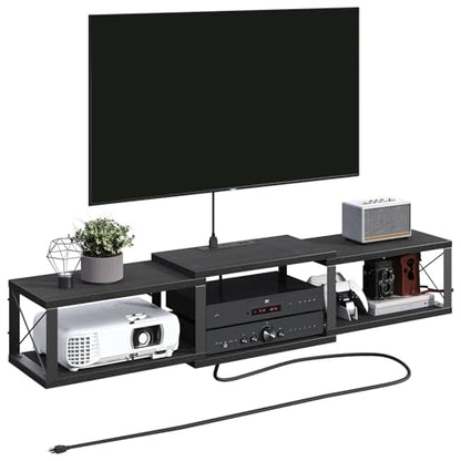 43.7” Floating TV Stand with Power Outlet, Wall-Mounted Entertainment Center, view 4
