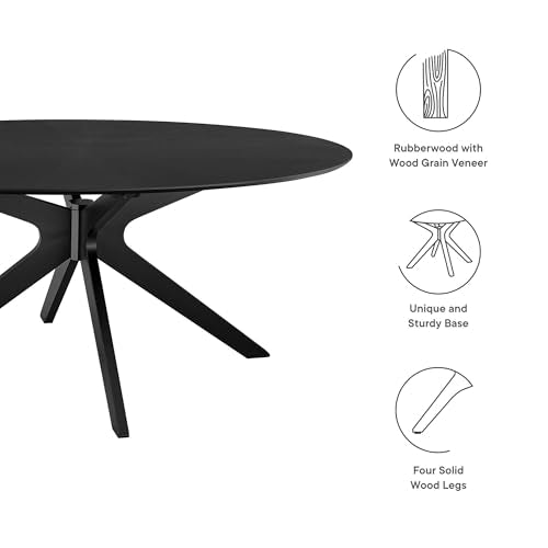 Crossroads 71Inch Oval Dining Table Solid Wood Black Finish Modern Kitchen Room Entertaining Home Furniture Quality Stylish Elegant Durable Refined Versatile