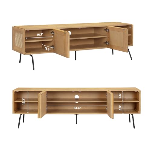 Mossic TV Media Cabinet with 4 Doors for TVs, view 7