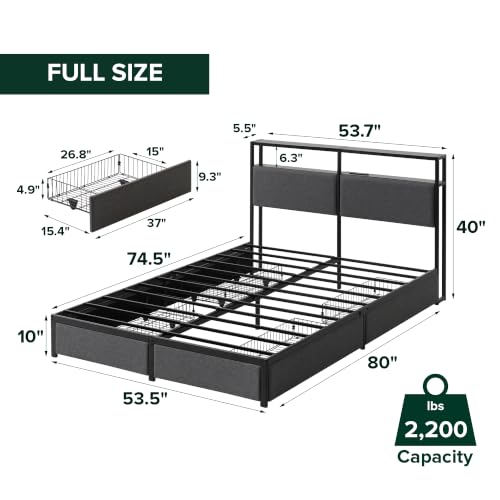 Zinus Upholstered Bed with Drawer Storage, view 3