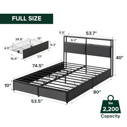 Zinus Upholstered Bed with Drawer Storage, view 3