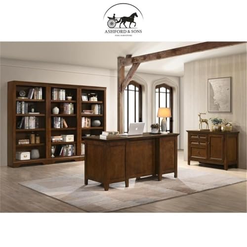 Ashford & Sons 62" Solid Hardwood Executive Desk, Tuscan Brown Finish, view 5