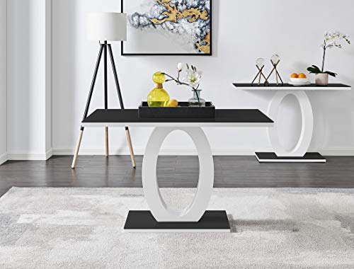 Giovani Black White High Gloss Glass Dining Table and 4 White Lorenzo Chairs Set