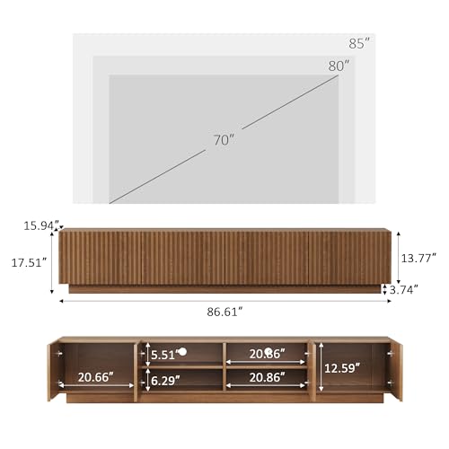 86.61" Mid-Century Modern TV Stand for TVs up to 85", view 3