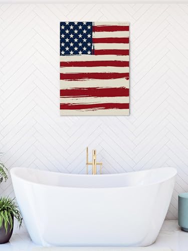 NuYeBiofx 4th of July Stars and Stripes Flag Canvas Wall Art Prints,40"x28" Framed Picture Artwork Patriotic Abstract Stripe Printed Canvas Oil Painting for Living Room Bedroom Office,Ready to Hang