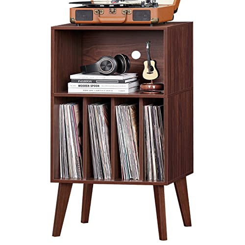 Record Player Stand, Walnut Turntable Stand Holds up to 160 Albums, view 2