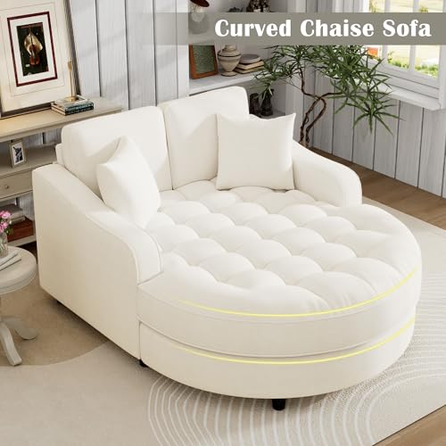 55" Modern 2-Seater Chaise Lounge Sofa Bed, view 6