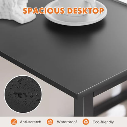 Small Computer Desk, 44" Office Writing Desk with Metal Frame & Wooden Tabletop, X-Shaped Reinforcement, Student Study Workstation for Home Bedroom, Black