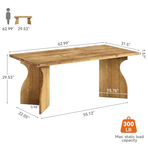 63-Inch Solid Wood Office Desk, view 3