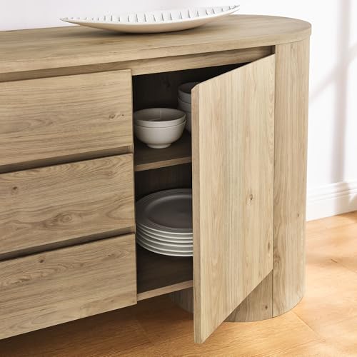 Duval Oval Wood Grain 71 Inch Sideboard with Doors and Drawers in Hickory Frost, view 7