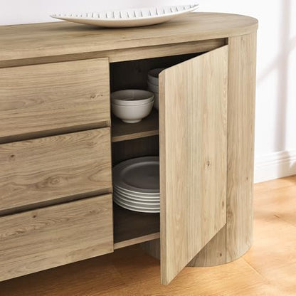 Duval Oval Wood Grain 71 Inch Sideboard with Doors and Drawers in Hickory Frost, view 7