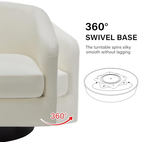Swivel Barrel Accent Chair, Modern Round Chenille Fabric Arm Chair for Living Room, Bedroom, Comfy Club Reading Chairs for Adults