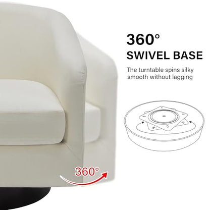 Swivel Barrel Accent Chair, Modern Round Chenille Fabric Arm Chair for Living Room, Bedroom, Comfy Club Reading Chairs for Adults