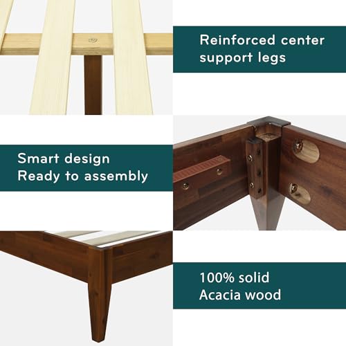 Acacia Mervyn Solid Wood Bed Frame Without Headboard, King Size, Chocolate, view 5