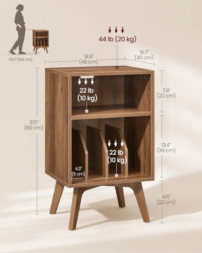 End Table, Mid-Century Record Player Stand, Holds 160 Albums, view 3
