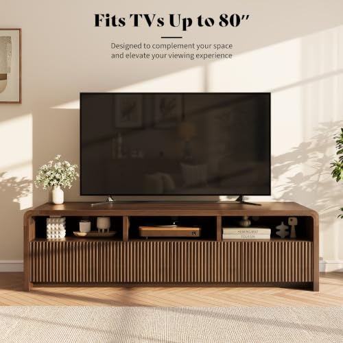 70" Fluted TV Stand with 4 Deep Drawers, view 6