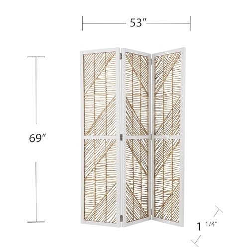 Quilino Woven Room Divider/Screen - Bohemian Design, Natural Rattan - Solid Wood, Fully Assembled - Ideal for Living Room, Home Office (HZ1153466)