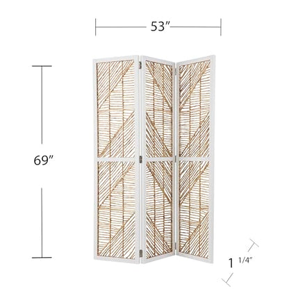 Quilino Woven Room Divider/Screen - Bohemian Design, Natural Rattan - Solid Wood, Fully Assembled - Ideal for Living Room, Home Office (HZ1153466)
