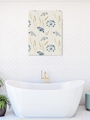 NuYeBiofx Watercolor Farm Dandelion Wheat Canvas Wall Art Prints,48"x32" Framed Picture Artwork Wild Flower on Beige Printed Canvas Oil Painting for Living Room Bedroom Office,Ready to Hang