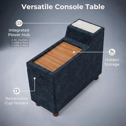 Large Cloud Couch, 138" Wide 8 Seat V Shaped with Console, Navy Blue | Detachable and Washable Chenille Cover Sectional Sofas for Living Room, Deep Seat Wide Couch with Chaise, Storage Ottoman