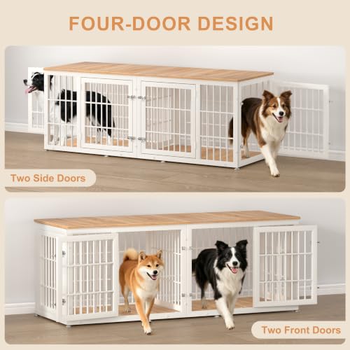 72" Heavy Duty Double Dog Crate Furniture for Large/Medium Dogs, view 4