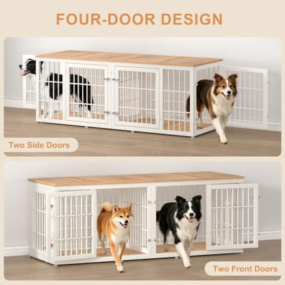72" Heavy Duty Double Dog Crate Furniture for Large/Medium Dogs, view 4