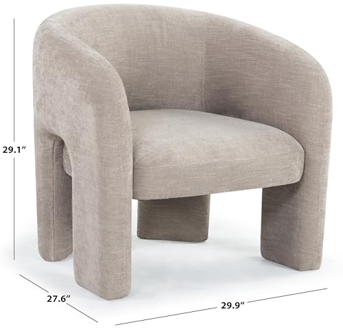 SAFAVIEH Couture Collection Tamlyn Modern Light Brown Performance Fabric Accent Chair (Fully Assembled)