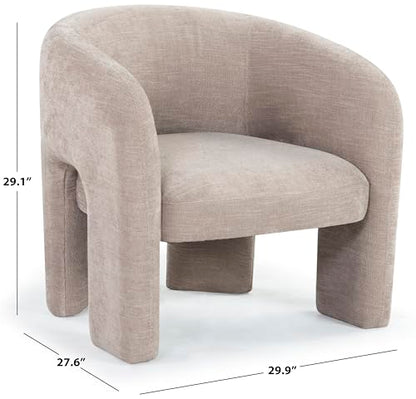 SAFAVIEH Couture Collection Tamlyn Modern Light Brown Performance Fabric Accent Chair (Fully Assembled)