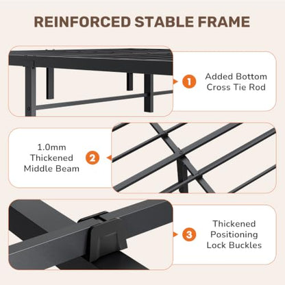 14 Inch Full Metal Bed Frame, Under Bed Storage, Black, view 5