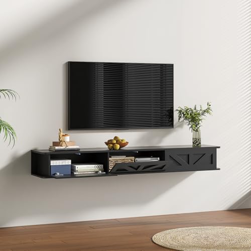 Black Floating TV Stand for 43 55 65 70 inch TV, view 3
