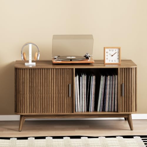 Modern Record Player Stand Vinyl Record Storage Up to 150 Records, view 4