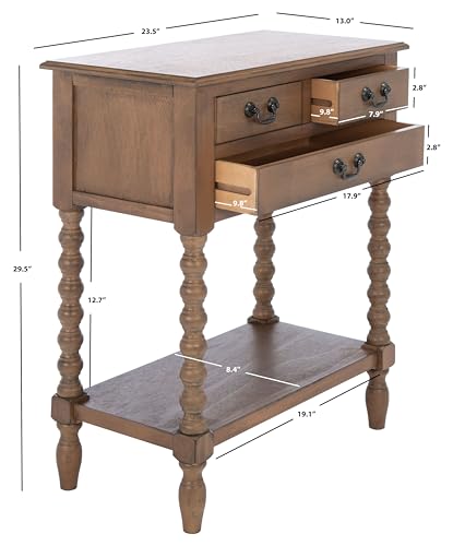 SAFAVIEH Furniture - Athena 3-Drawer Console Table - Brown - Solid Wood - Farmhouse Classic Design - Ideal for Entryway, Living Room, Hallway, 23.5" W x 13" D x 29.5" H (CNS5703C)