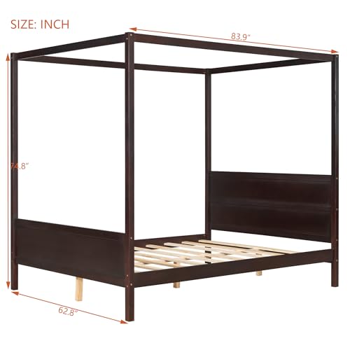 Queen Size Canopy Bed with Headboard and Footboard, view 3