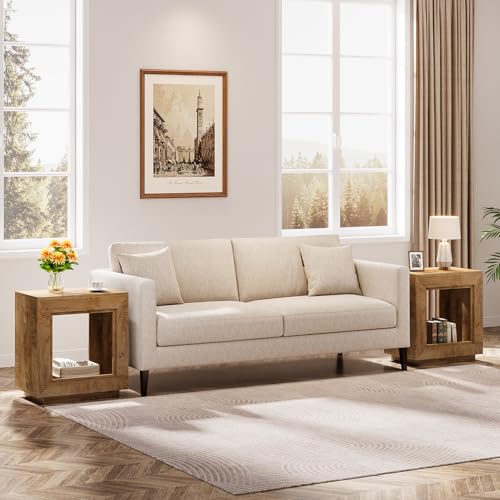 Tribesigns Rustic Brown End Table, 24" Side Table with Storage Shelf, Farmhouse Style Nightstand Bedside Table (1, Natural)