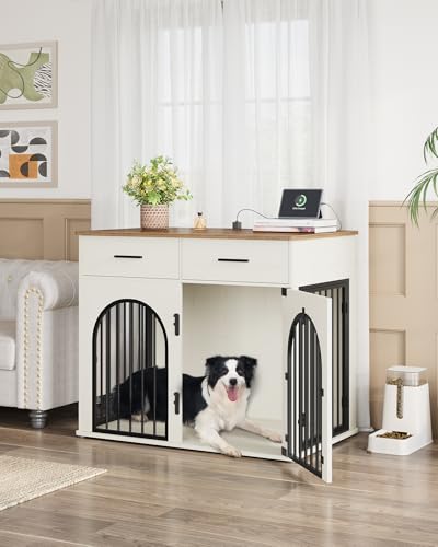 43.3'' Dog Crate Furniture with Storage & Power Indoor Dog Kennel, view 4
