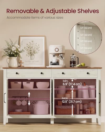 Farmhouse Buffet Cabinet, Coffee Bar with 2 Drawers, view 5
