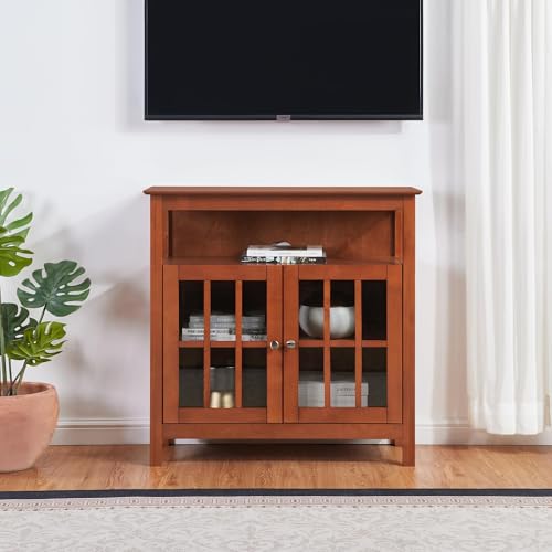 Big Sur Highboy TV Stand 36" - Modern Entertainment Center For TVs up to 40", Storage Cabinet for Dining, Living Room, & Entryway, Console Hall Table with Shelves, Cherry