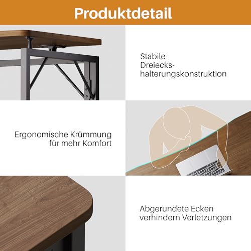 40" Folding Desk - Brown, No Assembly Middle Size Foldable Desk for Home, Office, Wooden Top Folding Computer Desk for Working, Writing, Studying