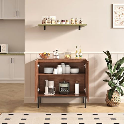 Storage Cabinet, Modern Coffee Bar with Adjustable Shelf and Metal Base, view 6