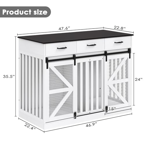 2-in-1 Farmhouse Dog Crate Furniture, view 7