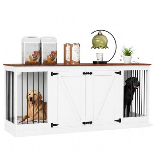70.8" Double Dog Crate Furniture, Farmhouse Dog Crate TV Stand, view 2